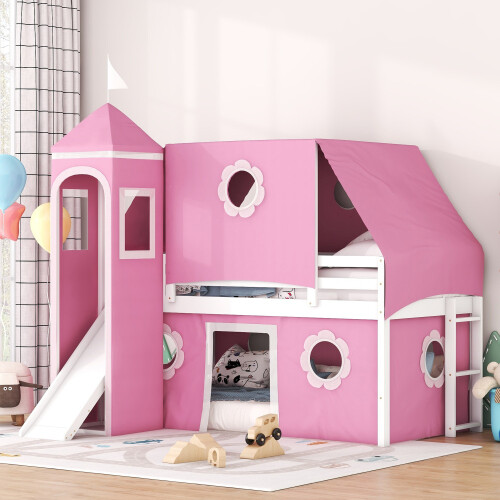 Twin Full House Bunk Bed with Slide Tent Tower Loft Bunk Bed Platform Bed Frames gallery