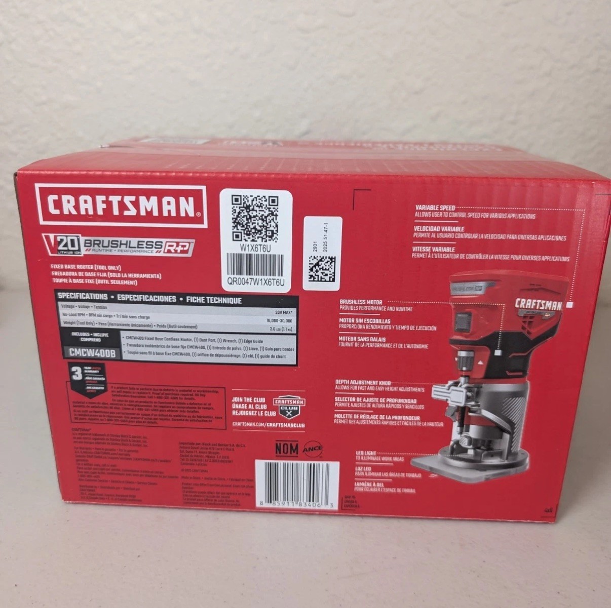 Craftsman V20 Brushless RP Fixed Base Cordless Router Tool Only New Free Ship gallery