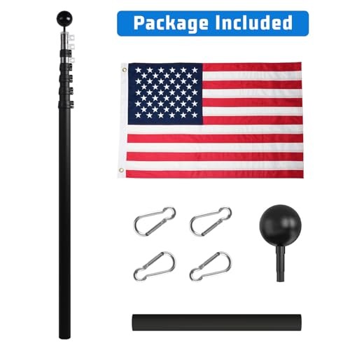 20ft Telescopic Flag Pole - Extra Thick Outdoor Telescoping 20FT Black-20FT gallery