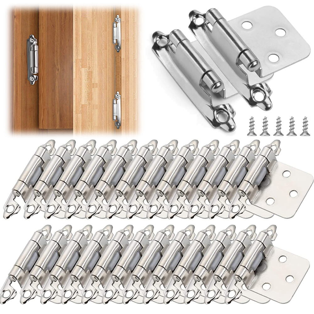 1/2" Overlay Kitchen Cabinet Hinges Satin Brushed Nickel Flush Mount with Screws gallery