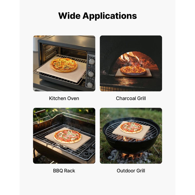 Rectangular Cordierite Pizza Stone, 15 x 12 in,Durable Baking Stone with Scraper gallery