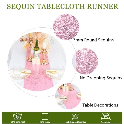 12x108-Inch Sequin Table Runner 1 Piece 12x108" Pink Gold gallery