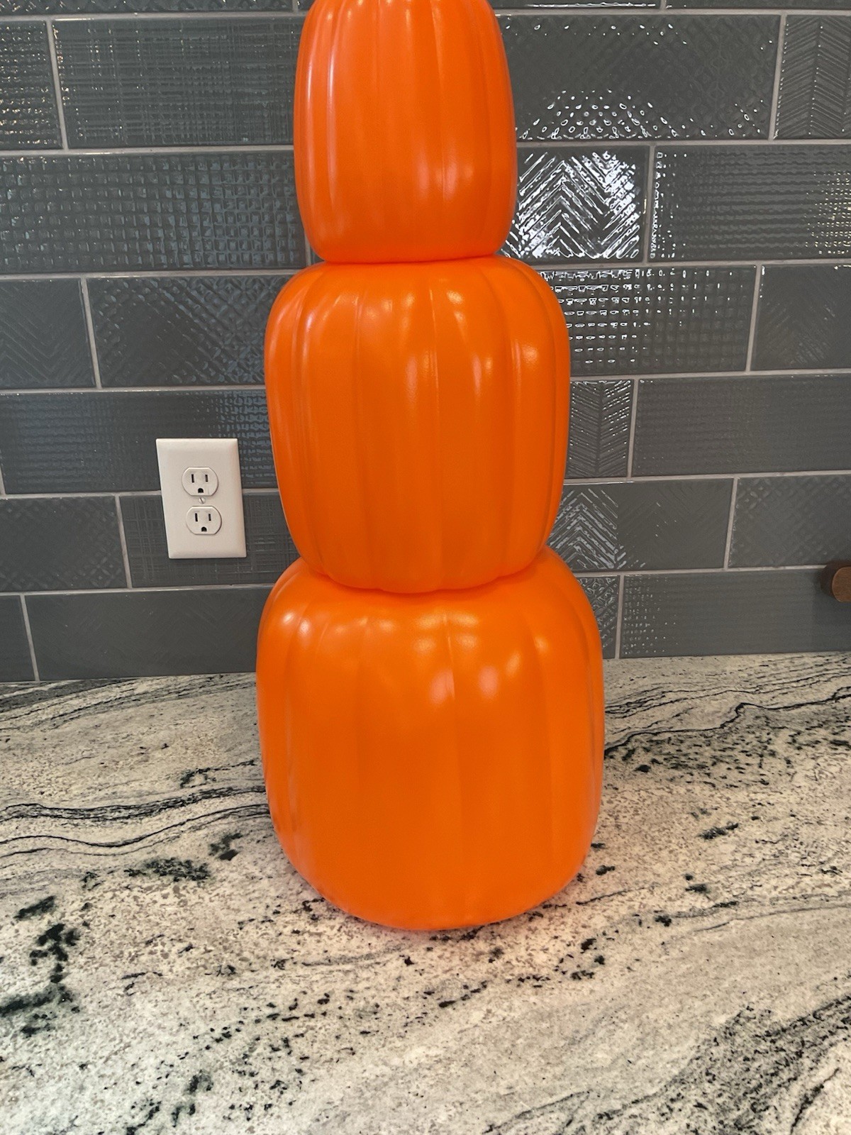 Three Piece Stacking Jack-o-Lantern Pumpkins 24 In Pumpkin Halloween Decoration gallery