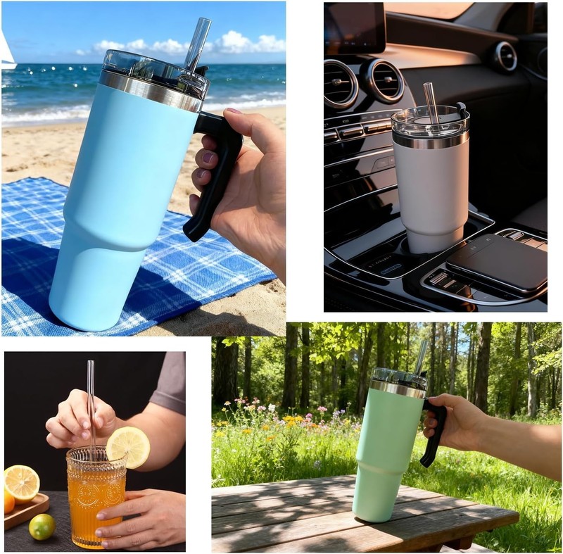 6 Pack Replacement Straws for Stanley 30 40 Oz Adventure Quencher Travel Tumbler gallery