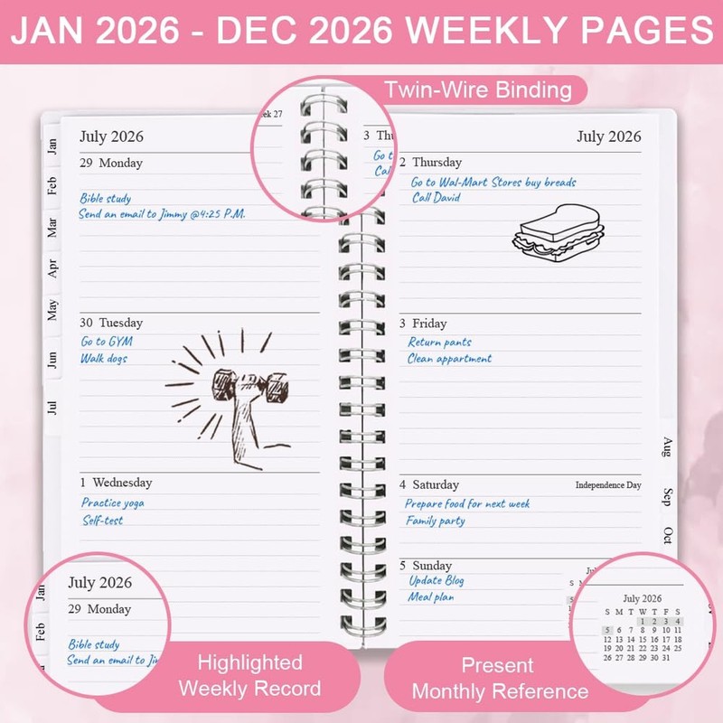 2026 Pocket Planner, A6 Weekly Planner with Monthly Tabs, Run January 2026-De... gallery