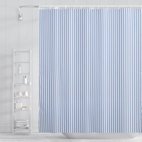 Abstract Stripes Fabric Bathroom Shower 48"W x 72"L (Pack of 1) Sky Blue gallery