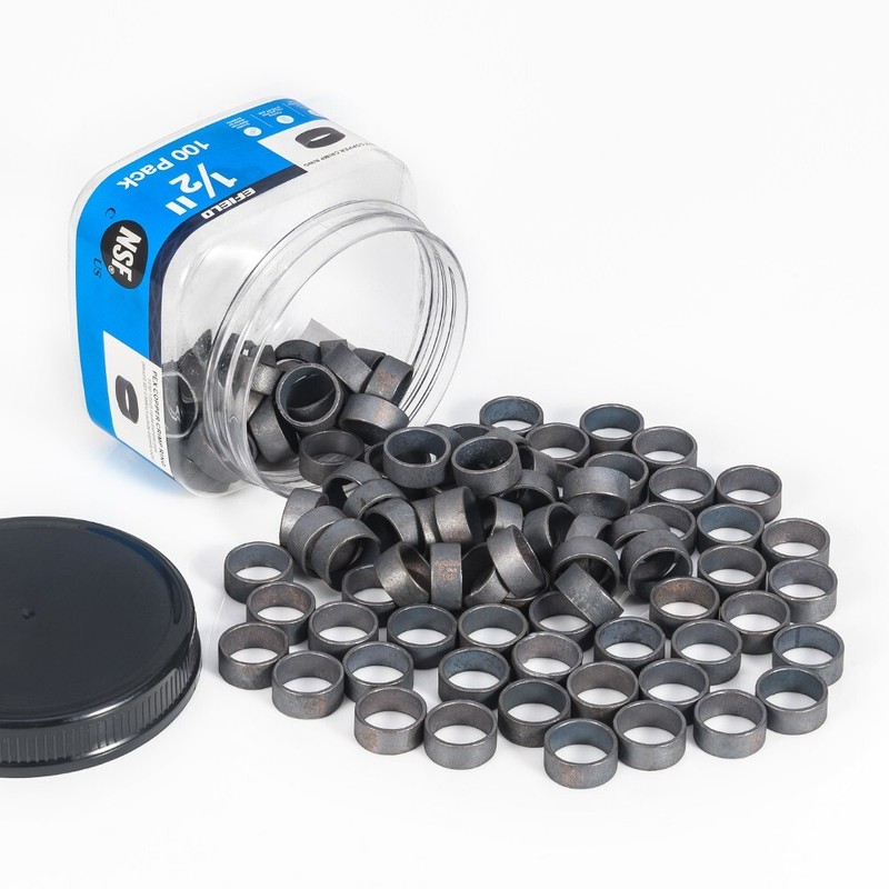EFIELD 100PCS 1/2" Copper PEX Crimp Rings For Pex Pipe in Bottle, NSF Certified gallery