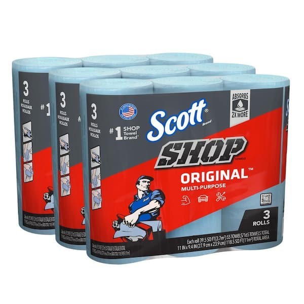 Blue Shop Towel Cleaning Wipes 3-Pack , Bundle of 9 Rolls gallery