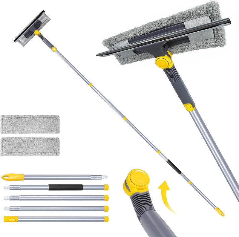 77" Squeegee for Window Cleaning | 2-in-1 Window Cleaning Kit, 180° Lockable ... gallery