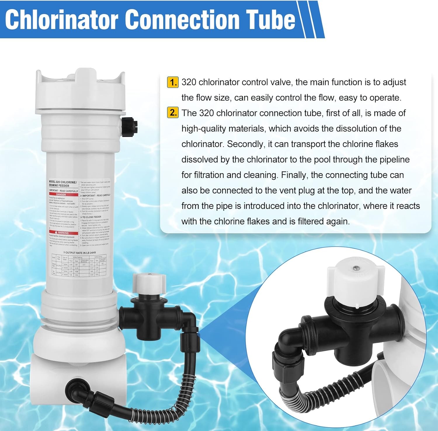 Upgraded320 Pool Chlorinator Automatic Chlorine/Bromine Inline Feeder Compatible gallery