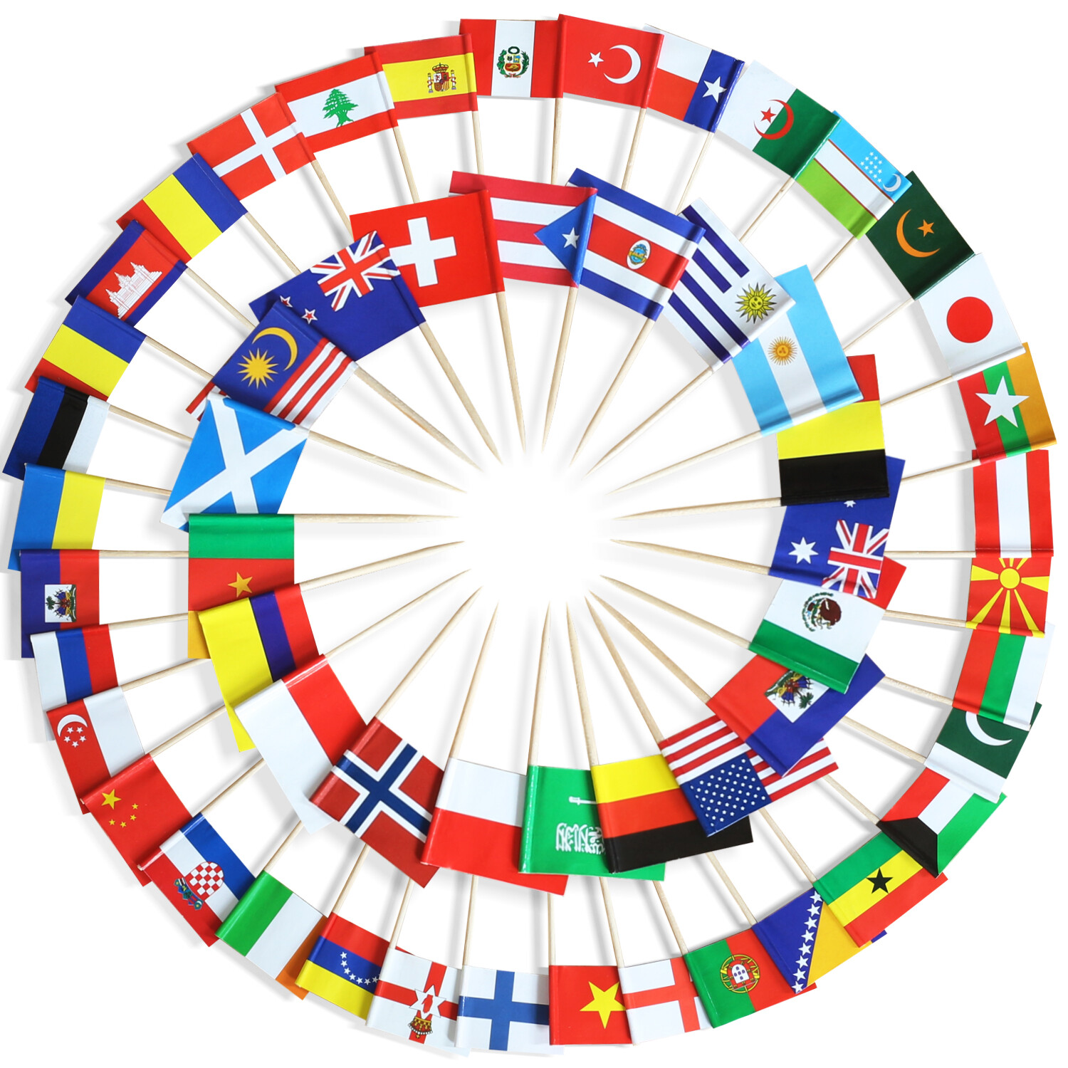 Anley Assorted 100 Different Countries Toothpick Flag Double Sided & Smooth Pick gallery