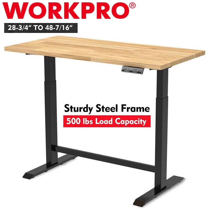 WORKPRO 48in Electric Standing Desk Adjustable Workbench Wooden Top 500 LBS Load gallery