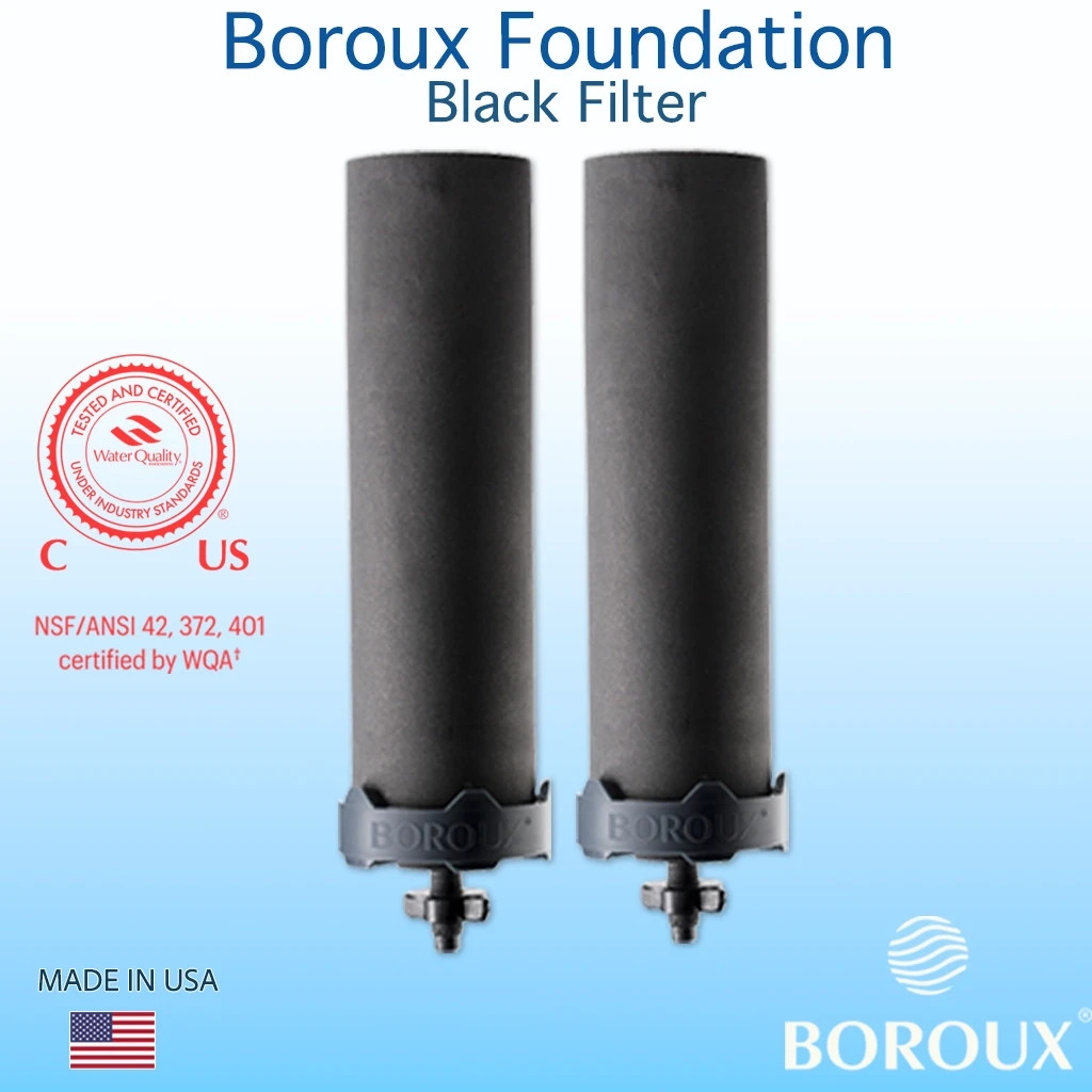Boroux Foundation Replacement Black Filter set of 2 water filters - fits Berkey gallery