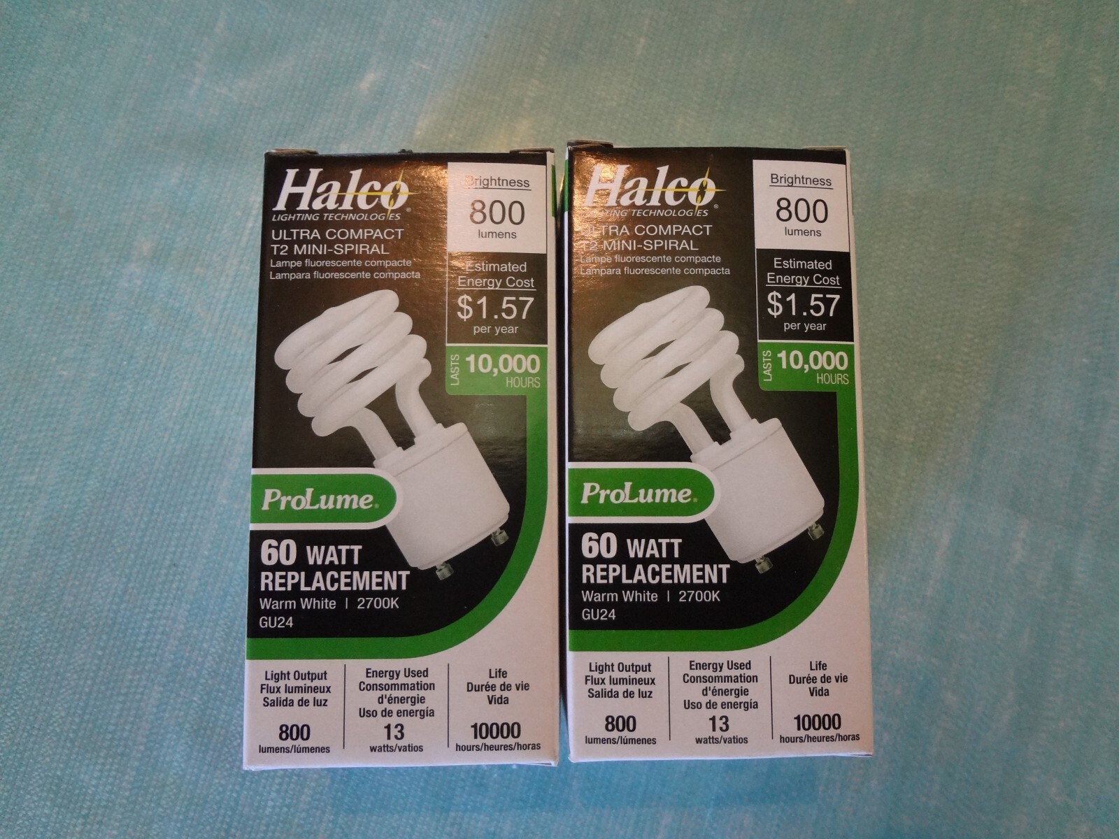 ⚡️(QTY 2) HALCO CFL13 27K GU24 Base T2 60W/13W Bulb Lamps white 2700K 46506⚡️ gallery