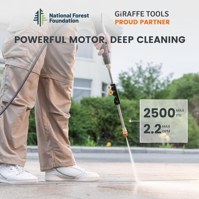 Giraffe Tools 2500 PSI Electric Pressure Washer Power Washer Hose Reel 65 Feet gallery