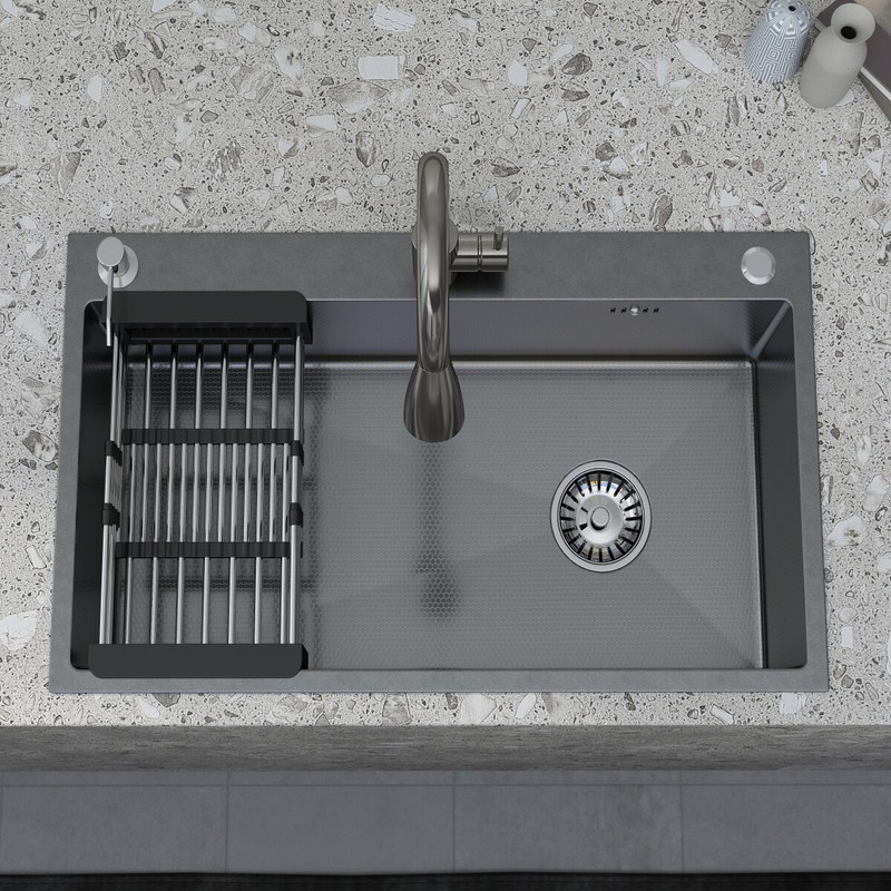 Black Drop In Kitchen Sink Workstation 28/30/32 Inch Single Bowl Stainless Steel gallery