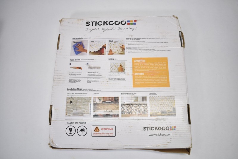 Stickgoo 10 Sheets Peel & Stick Backsplash Polished Dolomite Mixed Metal PVC gallery