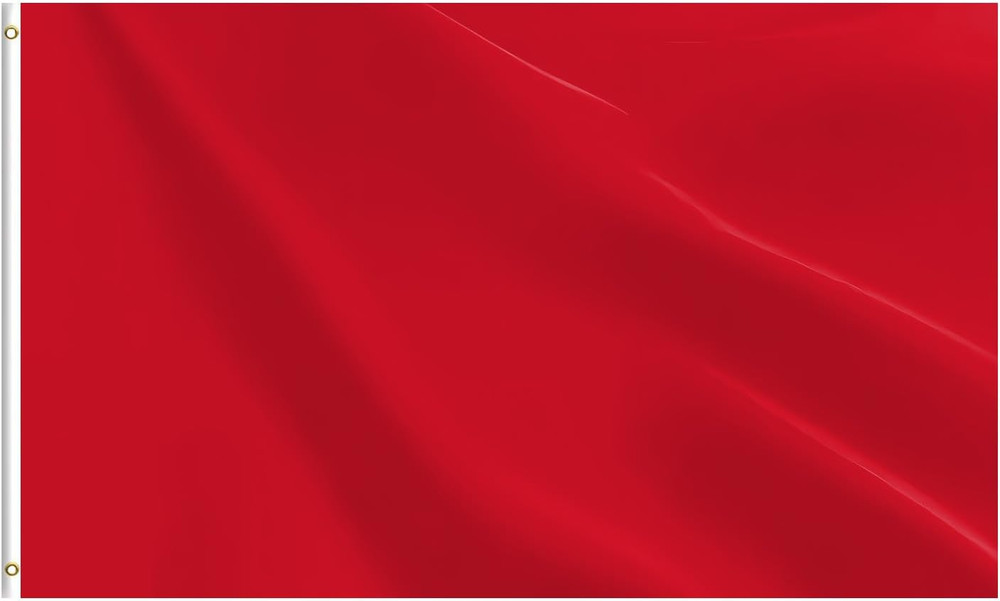 Red Flag 3X5 FT, Polyester Blank Flag with Canvas Header & Brass Grommets, Doubl