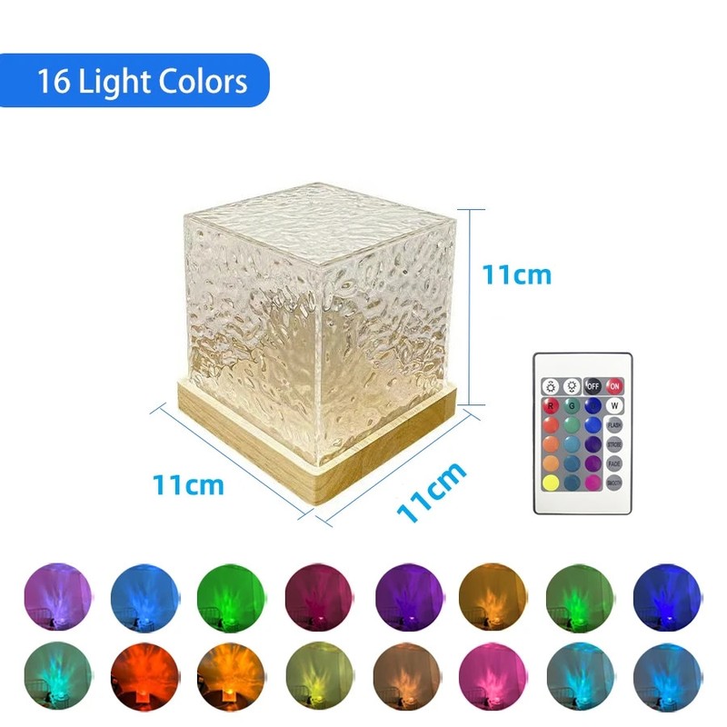 Dynamic Rotating Water Ripple Projector Night Light 3/16 Colors Flame Crystal gallery