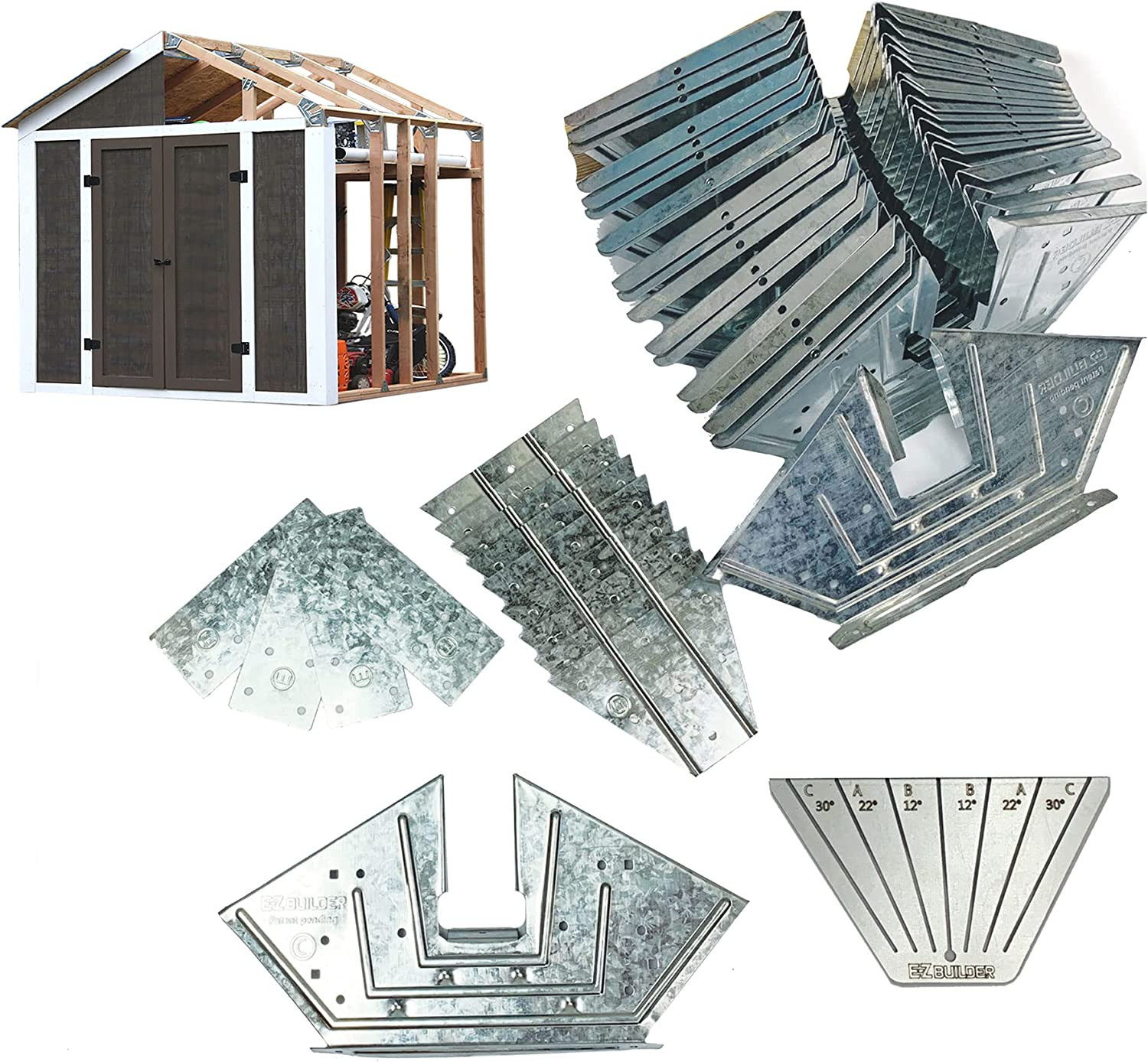 Storage Shed Framing Kit 7x8Ft DIY Peak Roof Garage Barn Steel Angles Plates gallery