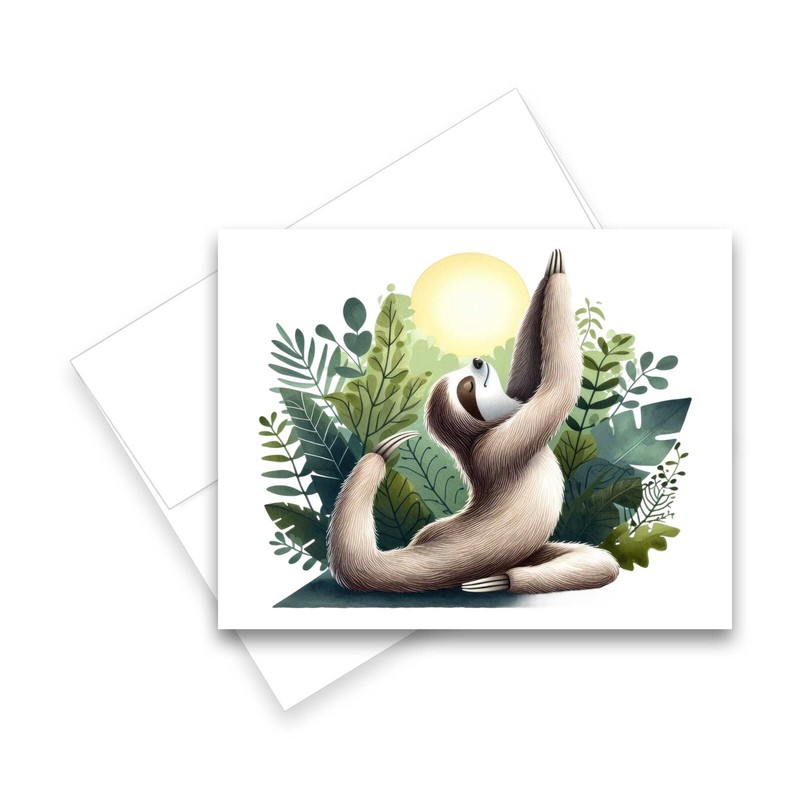 12 Assorted All Occasion Notecards Blank with Envelopes - YOGA SLOTH ( 2 of Each gallery