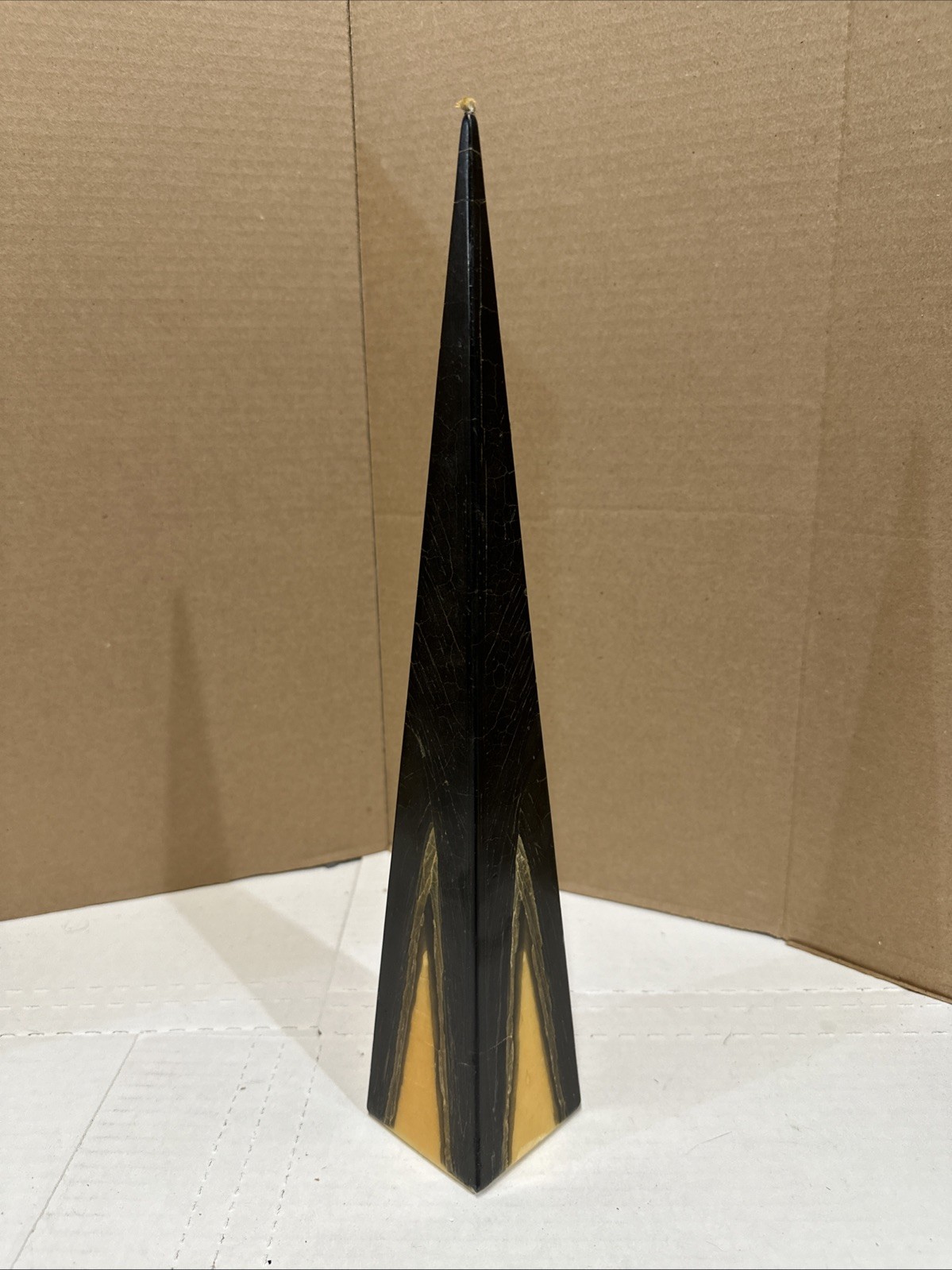 14” VINTAGE HAND MADE WAX CANDLE PYRAMID SCULPTURE Hugh Hanghofer Prismlight CA gallery