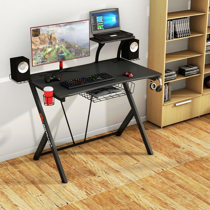 Gaming Desk Computer Desk PC Table Workstation with Headphone Hook & Cup Holder gallery