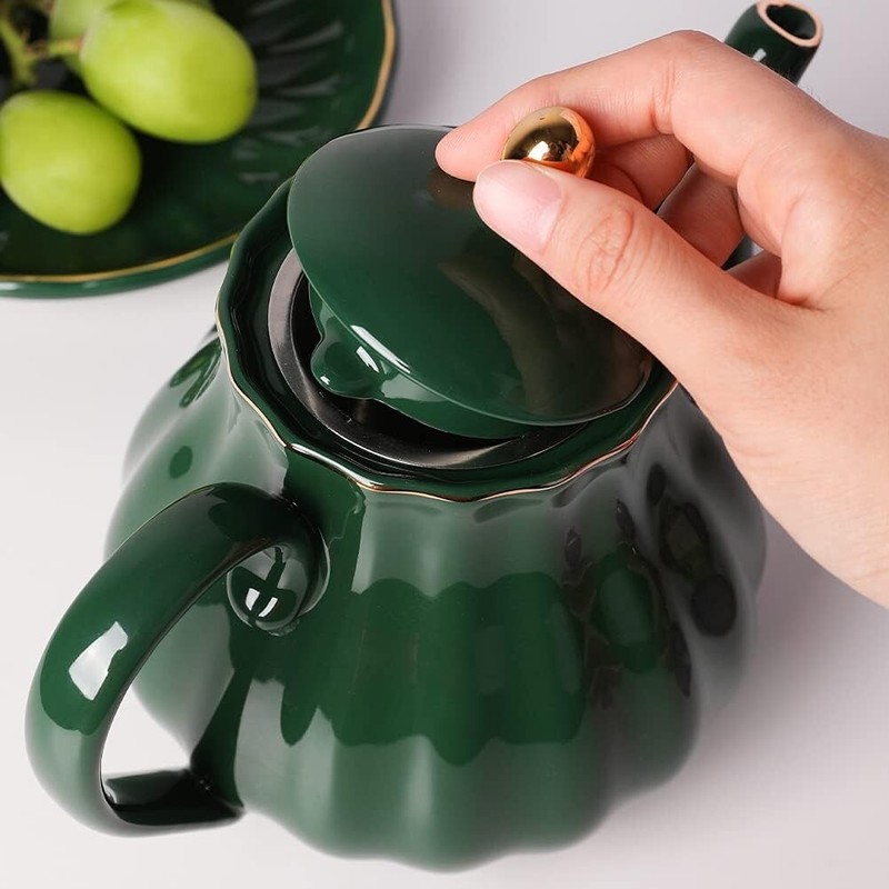 Royal Teapot, Ceramic Tea Pot with Removable Stainless Steel Infuser, Blooming & gallery
