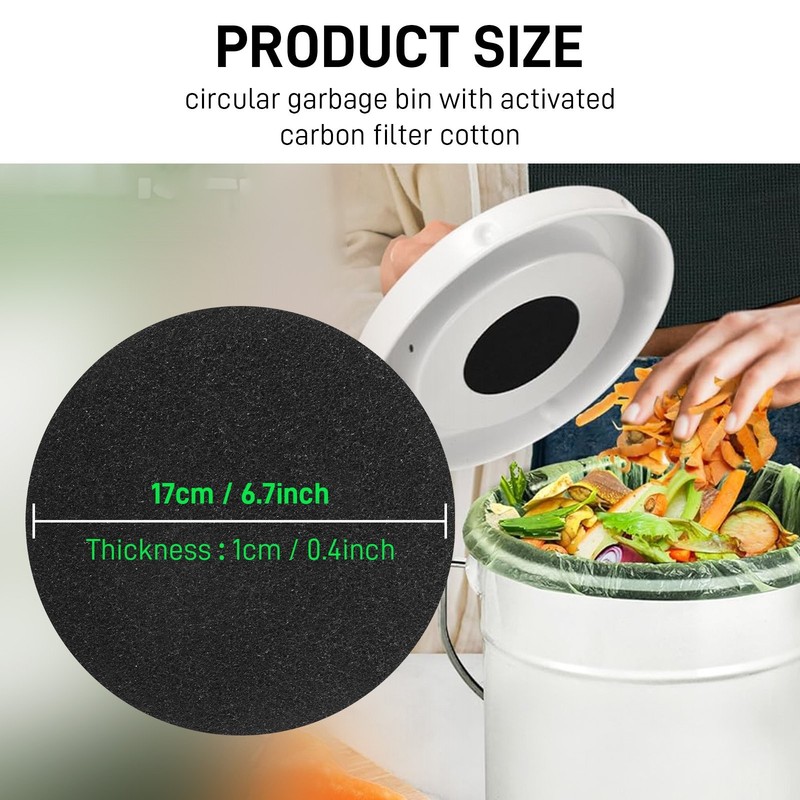 6.7 Inch Activated Carbon Layer Compost Bin Filters 10 Pack Long Lasting Use gallery