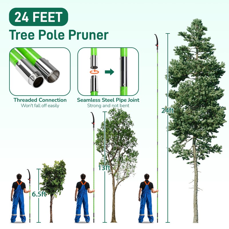 Tree Pruner Pole Saw 24 FT Detached Trimmer Saw Telescopic gallery