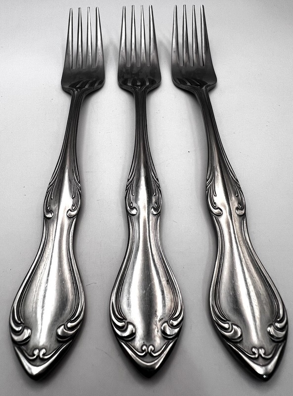 3 Dinner Forks Scroll Stainless Japan Flatware Vintage 7 1/8” gallery