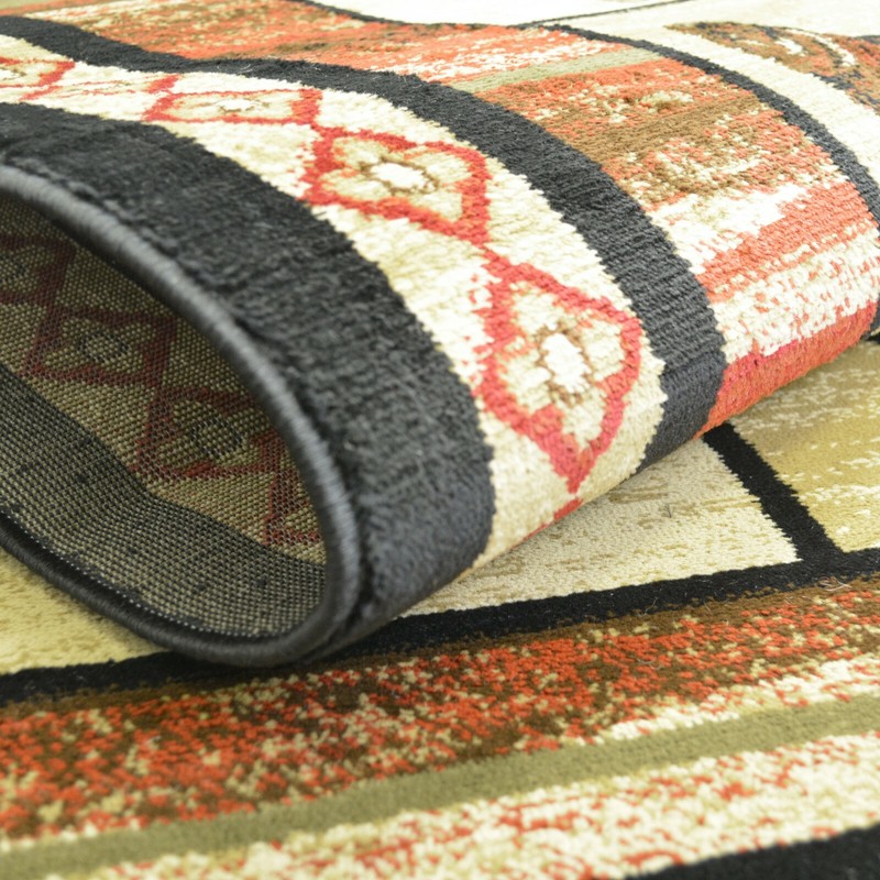 Hearthside Vogel Round Oval Runner Area Rug Lodge Cabin Bear Oar Black Red gallery
