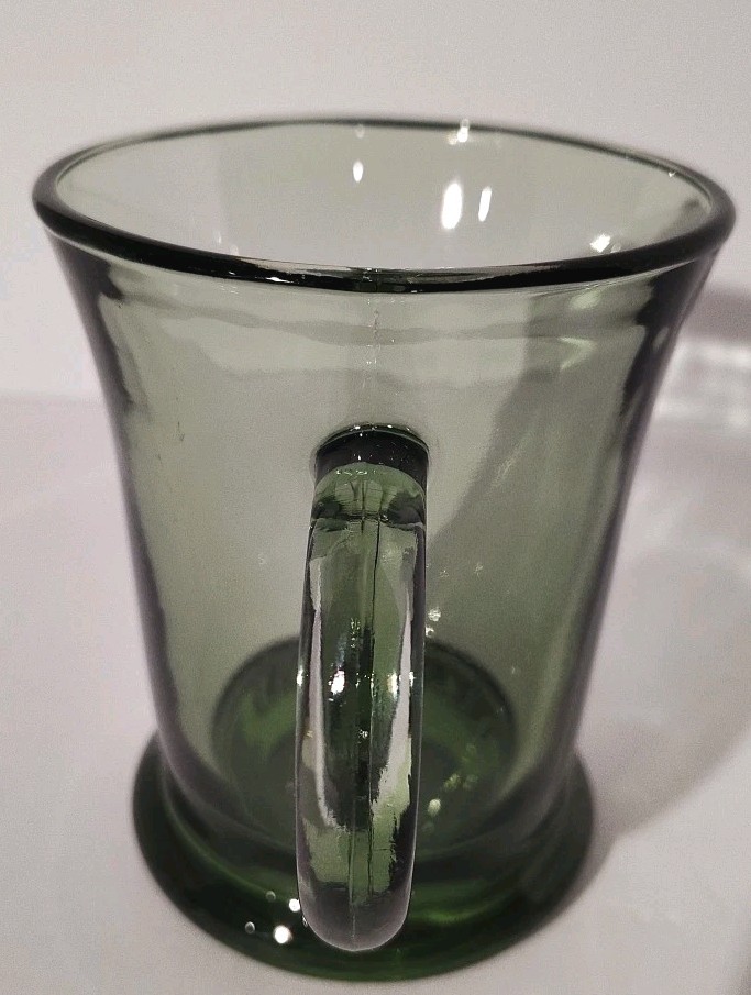 Anchor Hocking Footed Green Glass Coffee Tea Mug Made In USA gallery