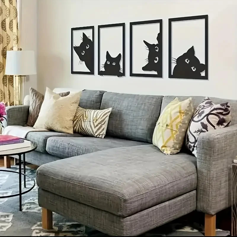 NEW 4pcs CATS/KITTENS Set Metal Wall Decor 12 x 8 each panel gallery