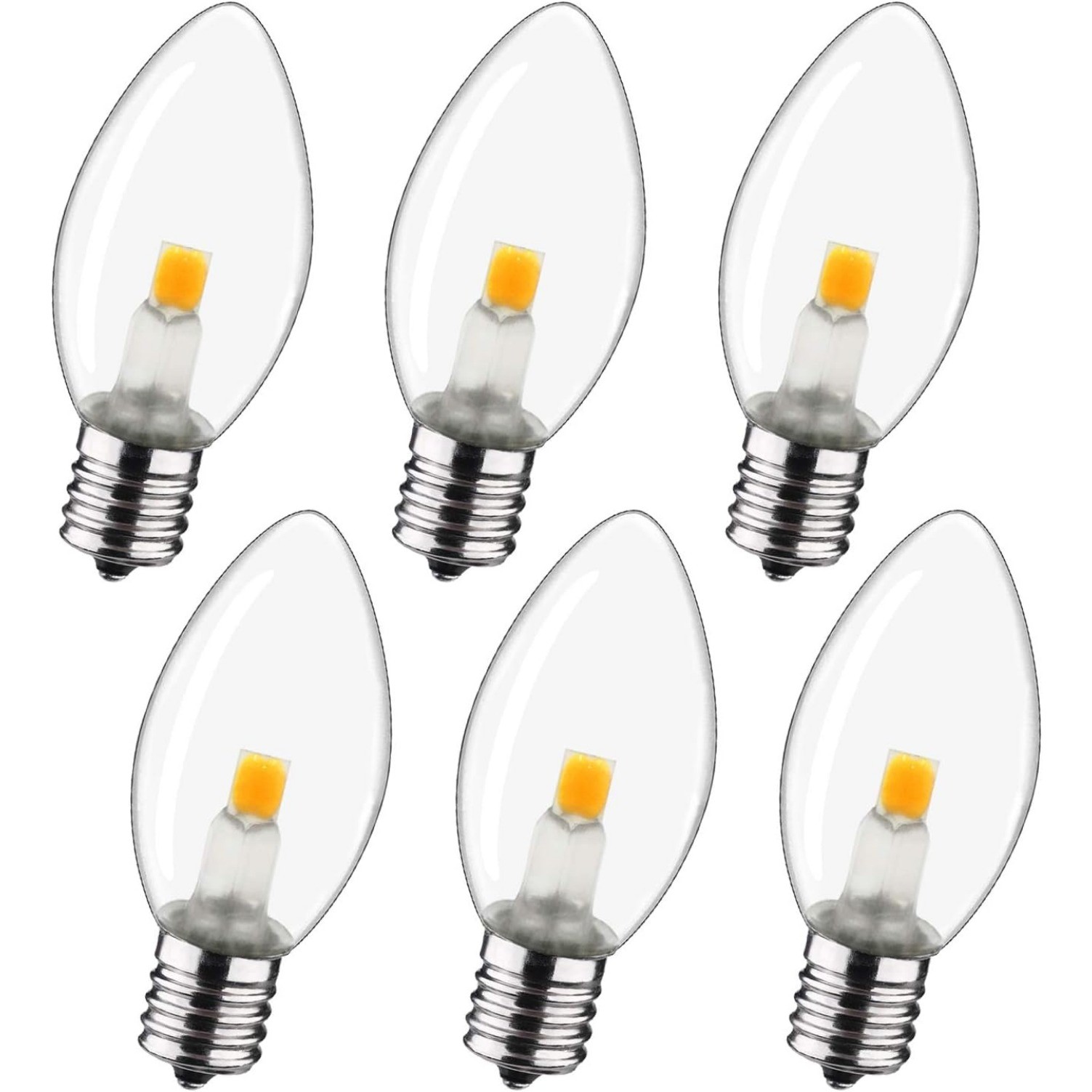 6 Pcs Night Light Bulb C7 E12 LED Bulbs Warm White 2700K Window Candles gallery
