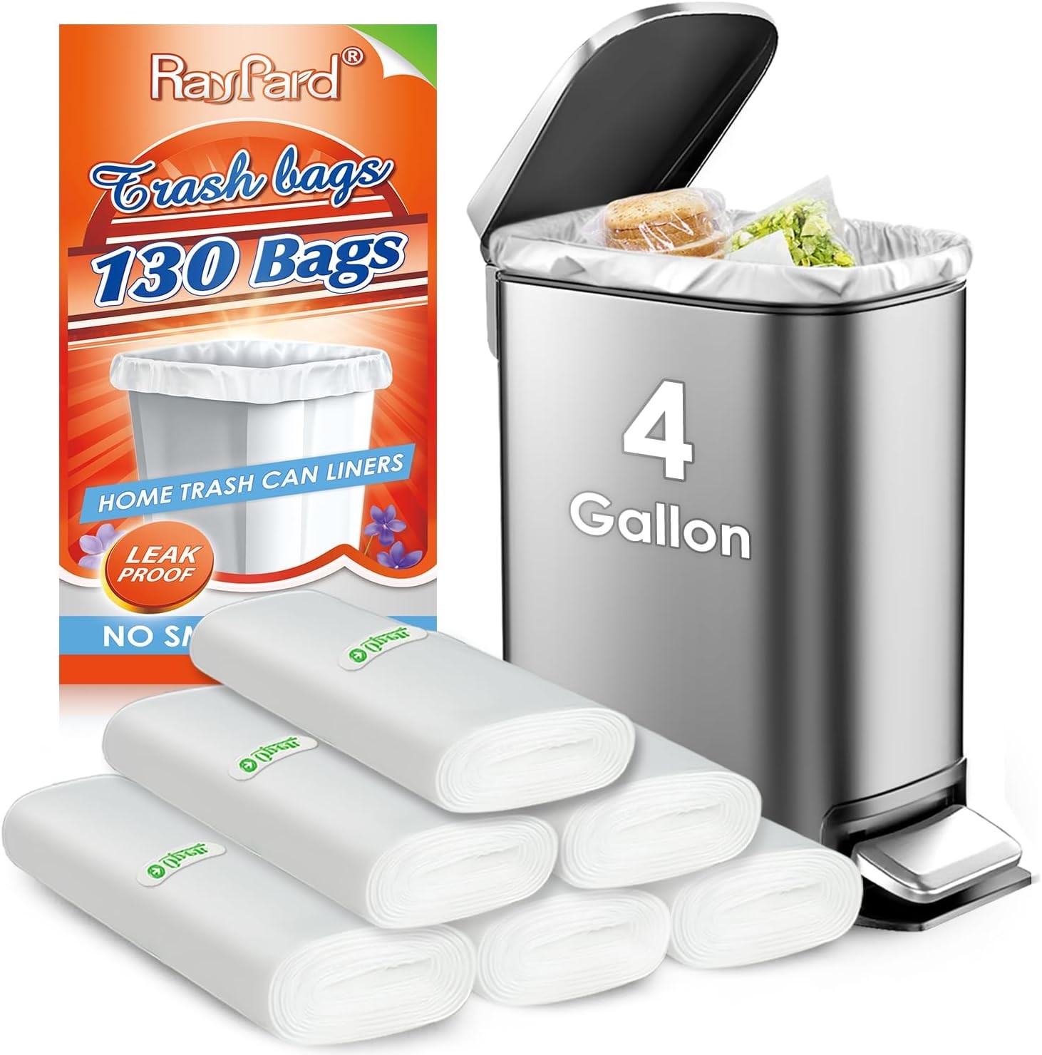 4 Gallon 130 Counts Strong Trash Bags Garbage Bags by , fit 12-15 Liter, gallery