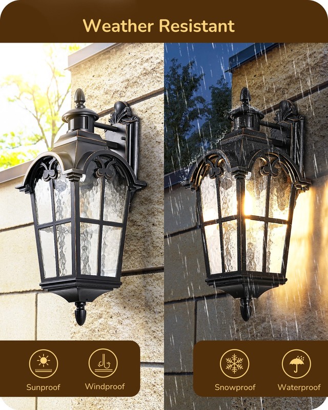 20.2" Large Motion Sensor Outdoor Wall Lights, Dusk to Dawn Exterior Sconce gallery