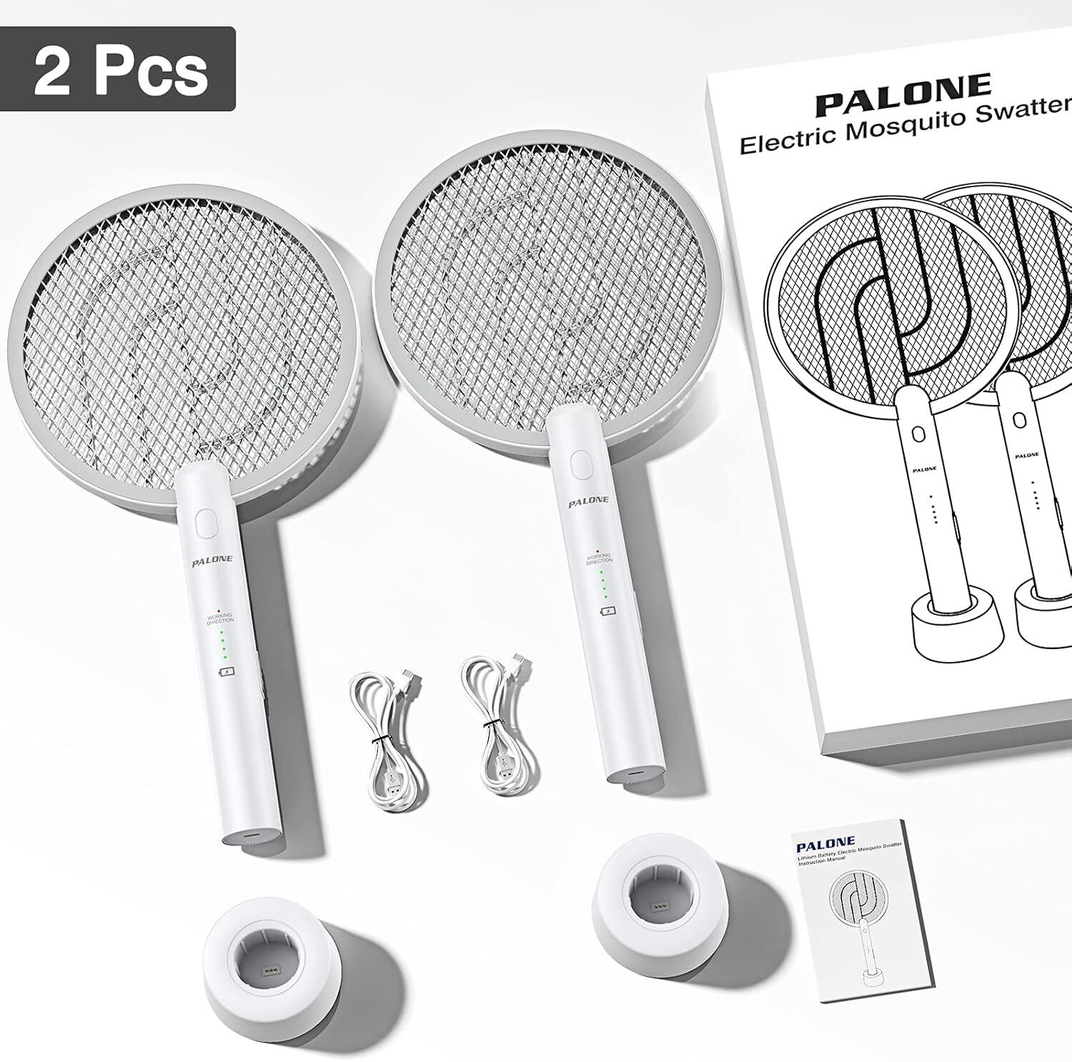 Electric Fly Swatter 4000V Bug Zapper Racket 2 in 1 Fly Swatter 1200mAh Battery gallery