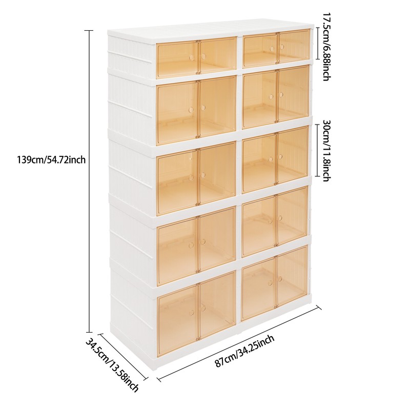 5 Tier Plastic Storage Containers with Doors & Wheels Foldable Organization gallery