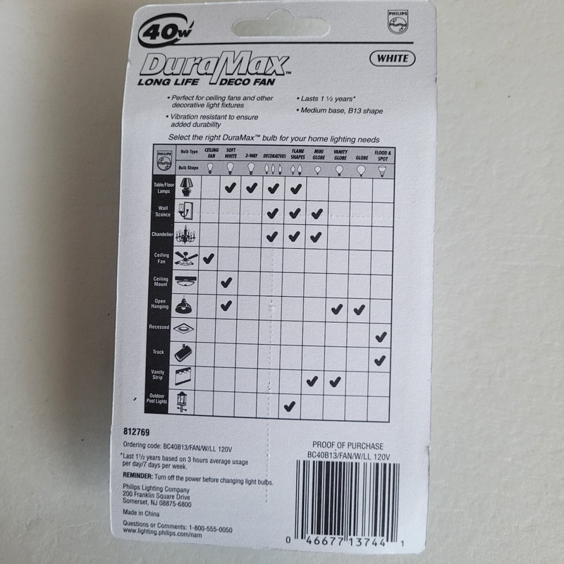 4- Philips Duramax Light Bulb White Long Life 40W Medium Base Ceiling Deco Fan gallery
