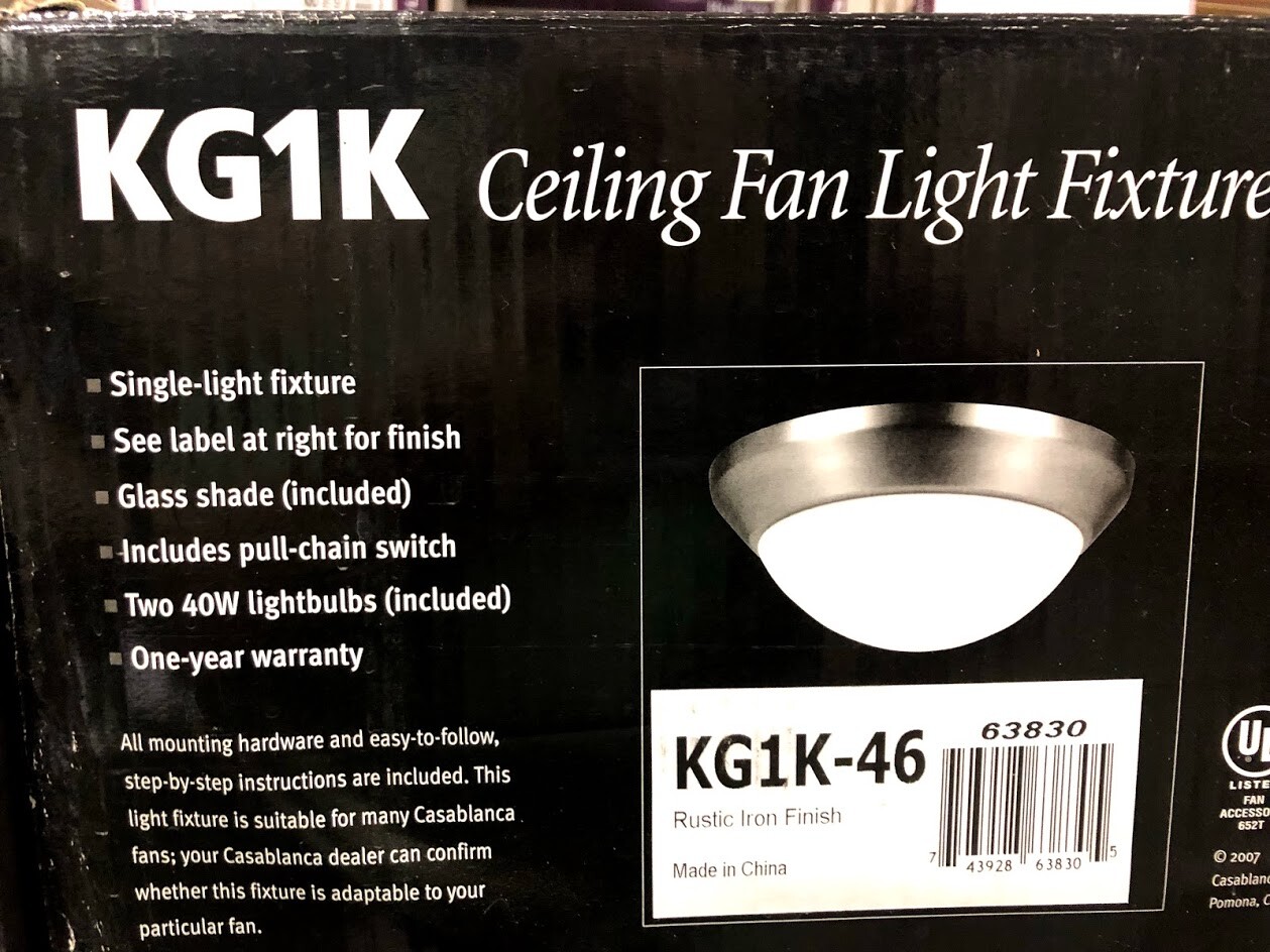 Casablanca Ceiling Fan Center Stem Light Fixture Rustic Iron Finish KG1K-46 gallery