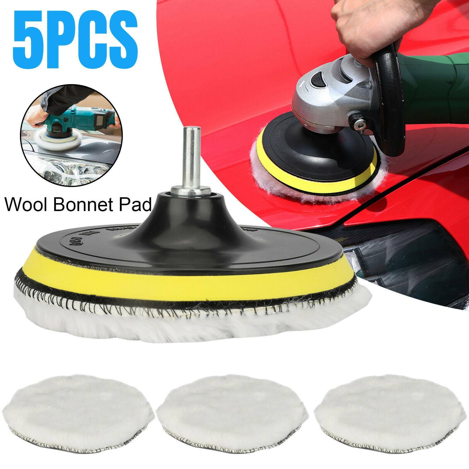 5x 6" Car Polishing Pads Buffing Wool Wheel Mop Kit Bonnet Buffer Pad Polisher gallery