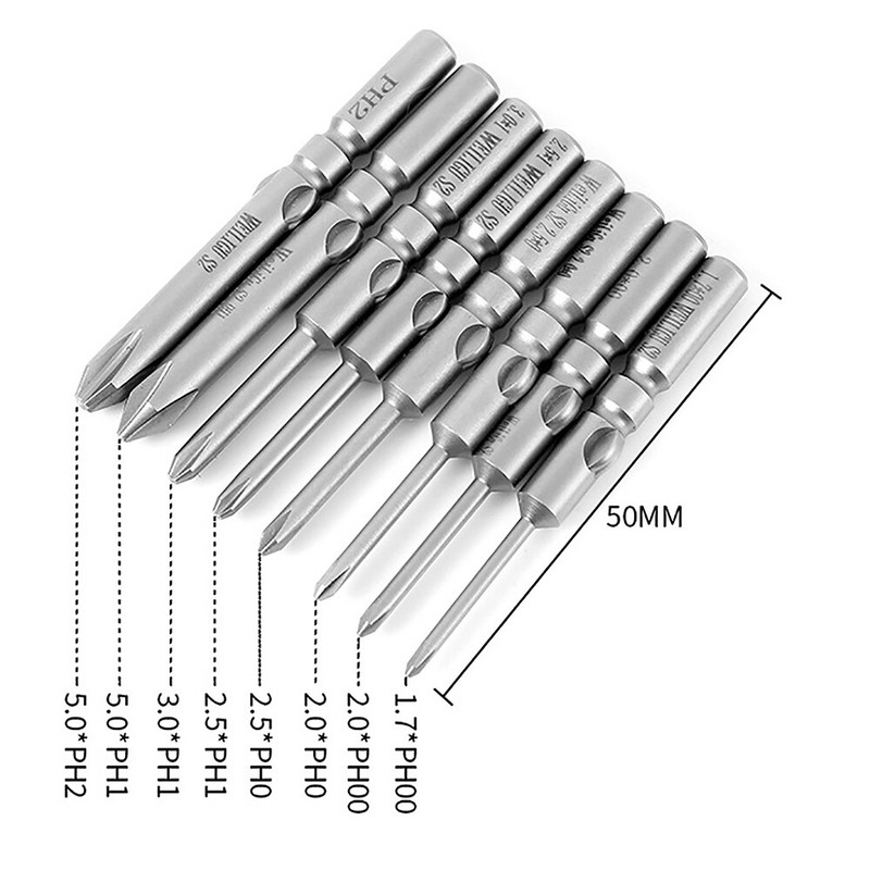 6mm Round Shank Magnetic Screwdriver Bit Phillips PH00 PH0 PH1 PH2 Long 50-150mm gallery