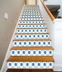 3D Blue Pattern AZ540 Stair Risers Decoration Mural Vinyl Wallpaper Kay