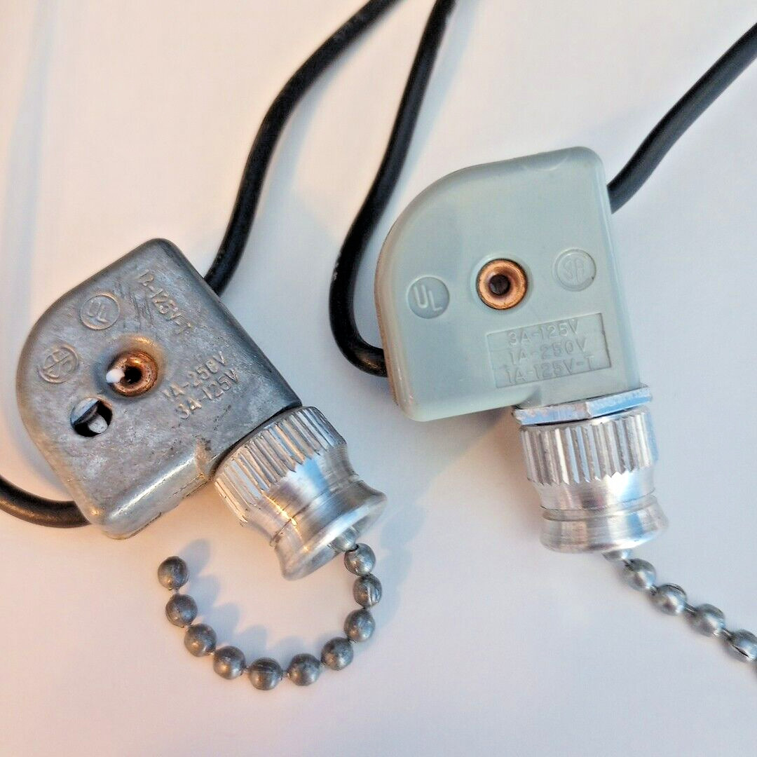 NOS 2 Leviton Silver Pull Chain Canopy Replacement Fan Switch 3A-125V gallery