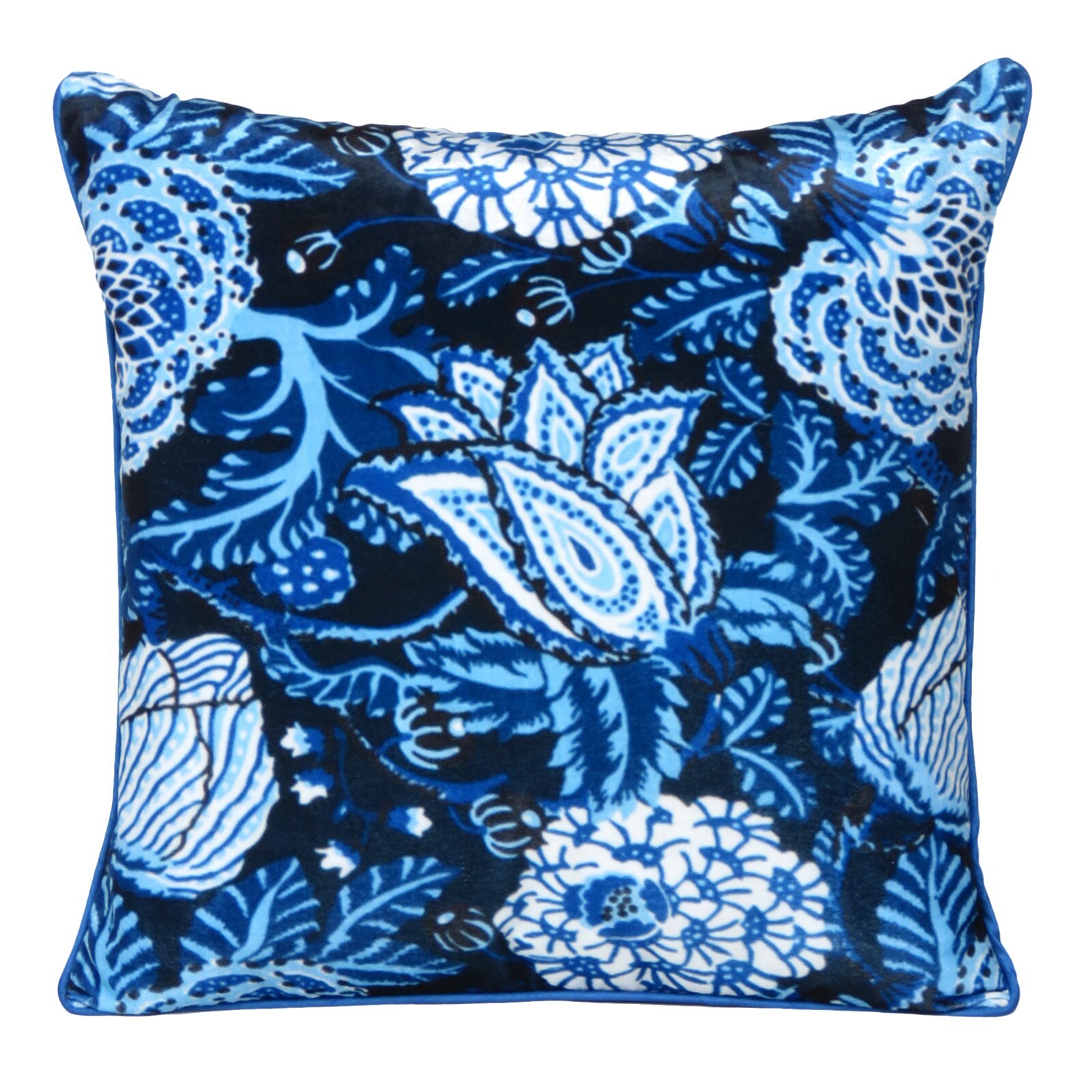 Velvet Cushion Cover Throw Pillowcase Home Sofa Decorative Zipper Blue Flower gallery