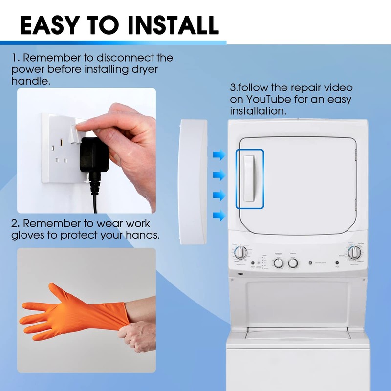 Dryer Door Handle Replacement for GE Washer & Dryer Stackable Models gallery