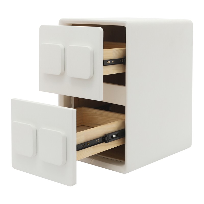 Bedside Table, White Bedside Table W/ 2 Drawers For Study, Bedroom, Living Room gallery