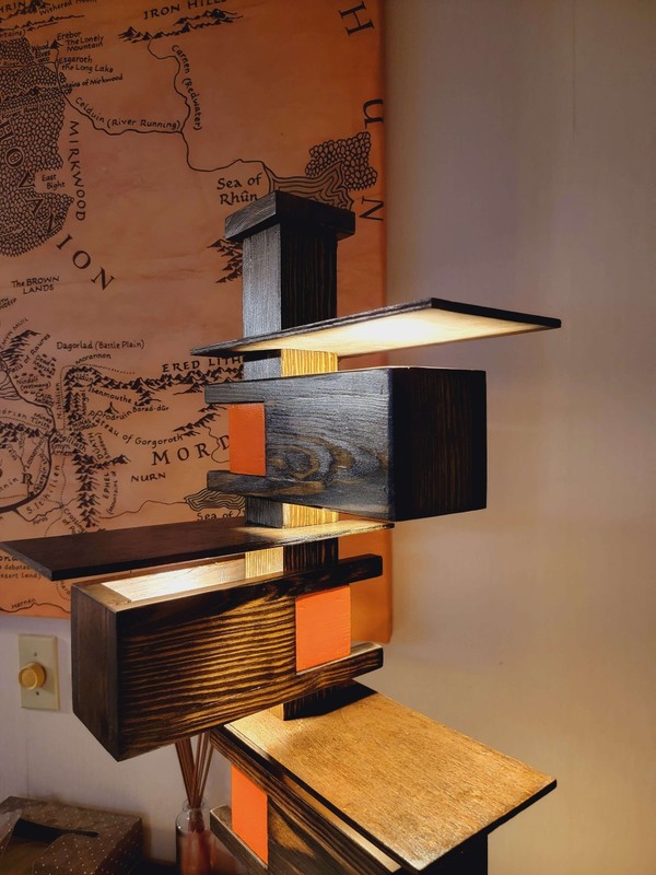 Frank Lloyd Wright Inspired Table Lamp Hand made Taliesin Style gallery