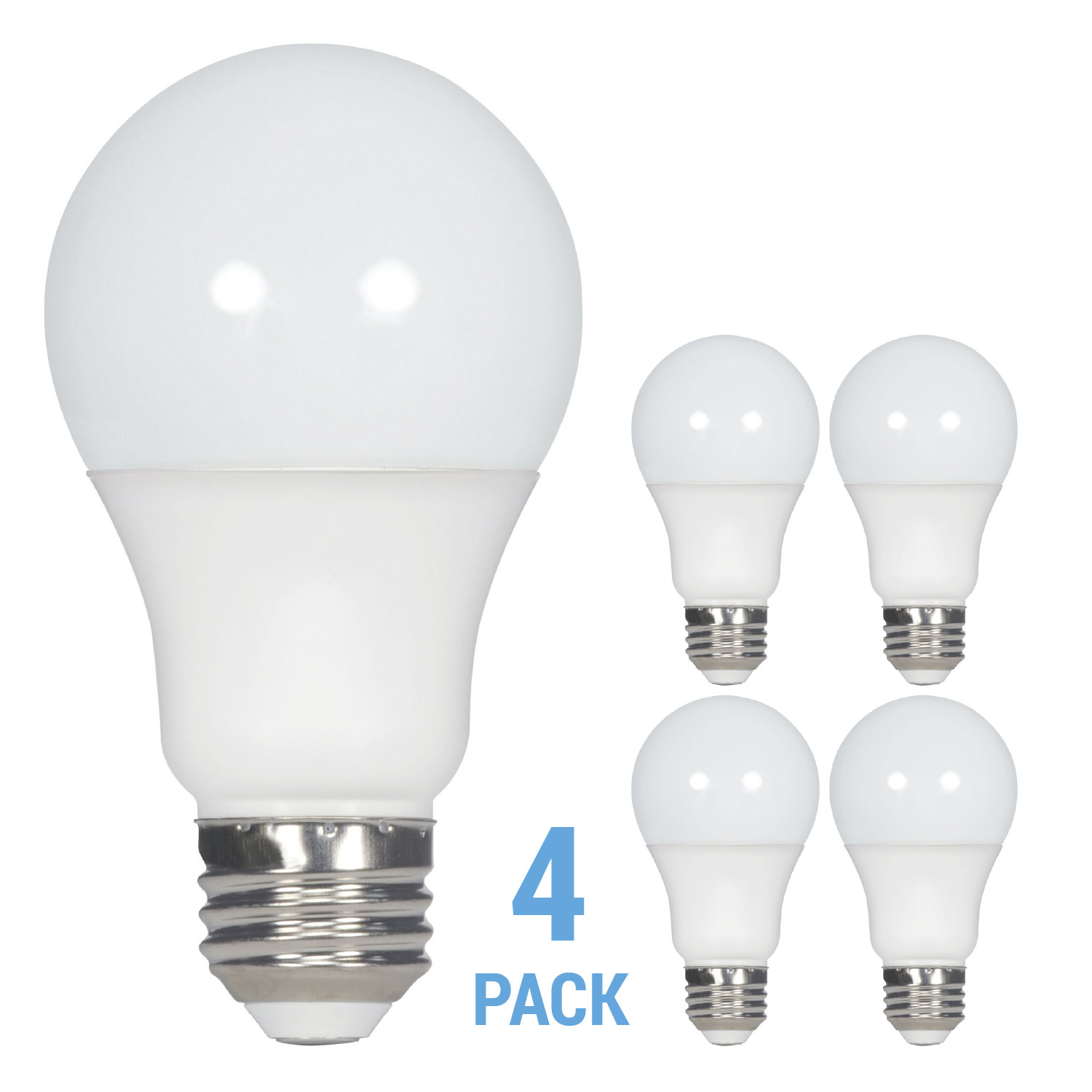 4 Pack Satco S39596 LED Bulbs 120V 9.5W A19 Medium E26 Frosted 2700K Warm White gallery